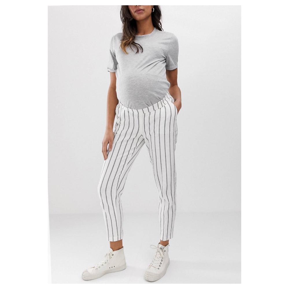 ASOS Maternity Striped Linen Slim Cigarette pants